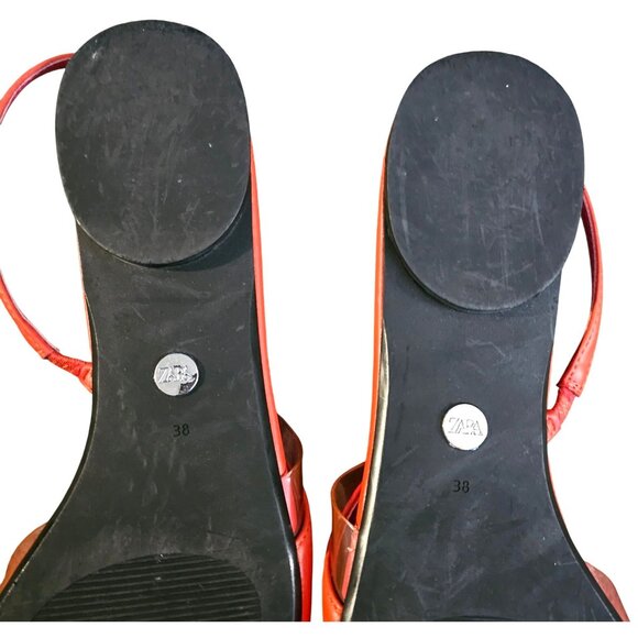 Zara Orange & Pink Pointed Toe Womens Slingback Flats Size 38 - Picture 8 of 8